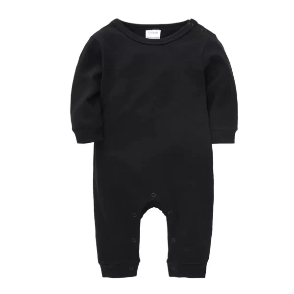 Macacão Botão Longo Algodão Liso Preto