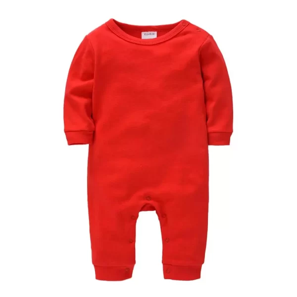 Macacão Botão Longo Algodão Liso Vermelho
