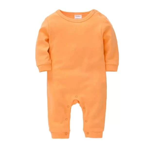 Macacão Botão Longo Algodão Liso Laranja