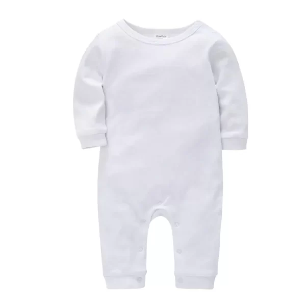 Macacão Botão Longo Algodão Liso Branco