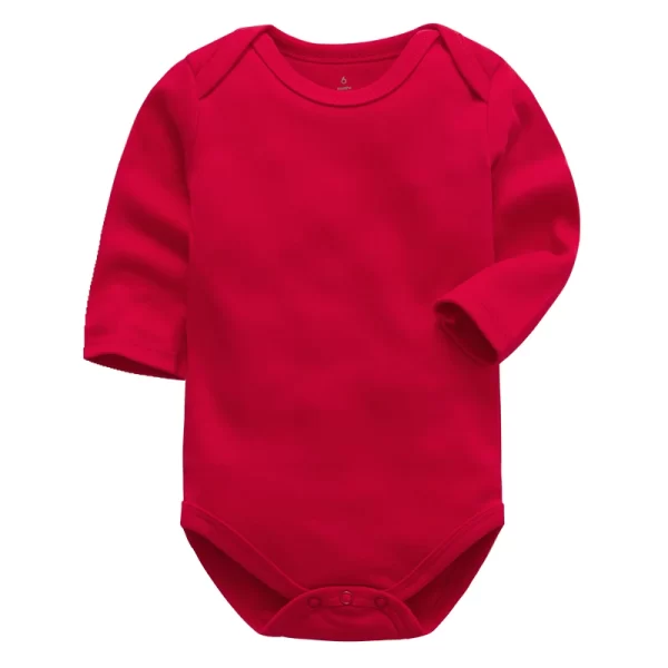 Body Manga Longa Algodão Liso Vermelho