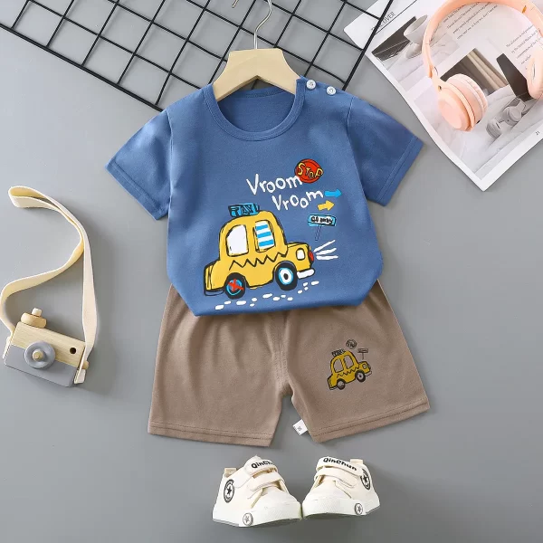Conjunto T-Shirts e Shorts Azul Carro - Image 2