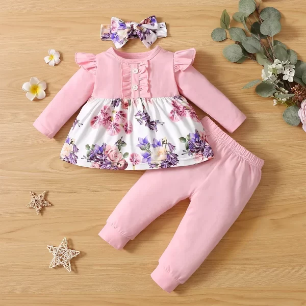 Conjunto 3 Peças Longo Rosa Floratina