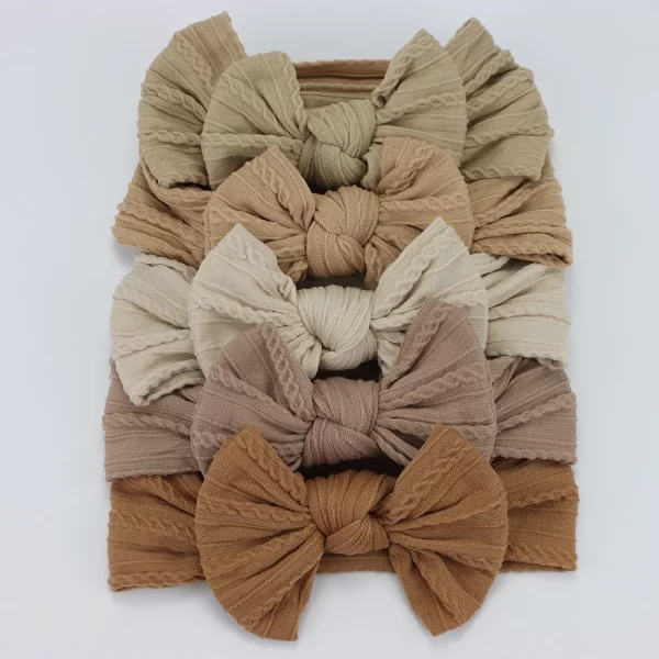 Kit 5 Peças - Faixa Turbante Liso Marrom Sortido Fofux