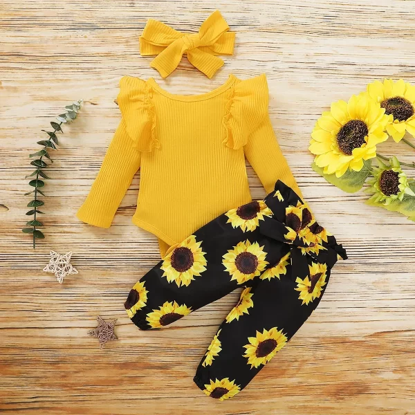 Conjunto 3 Peças Longo Amarelo Girassol