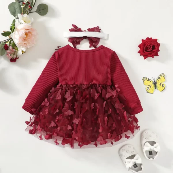 Vestido Princesa Bordô com Tule bordado Borboleta - Image 2