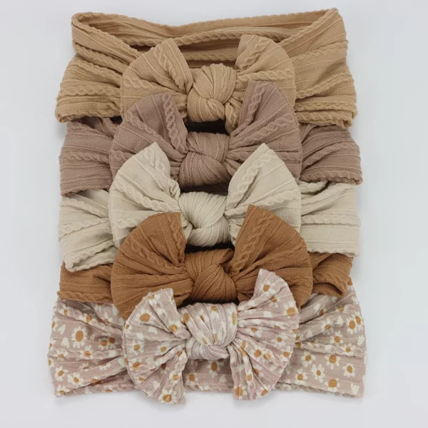 Kit 5 Peças - Faixa Turbante  Sortido Marrom Girassol