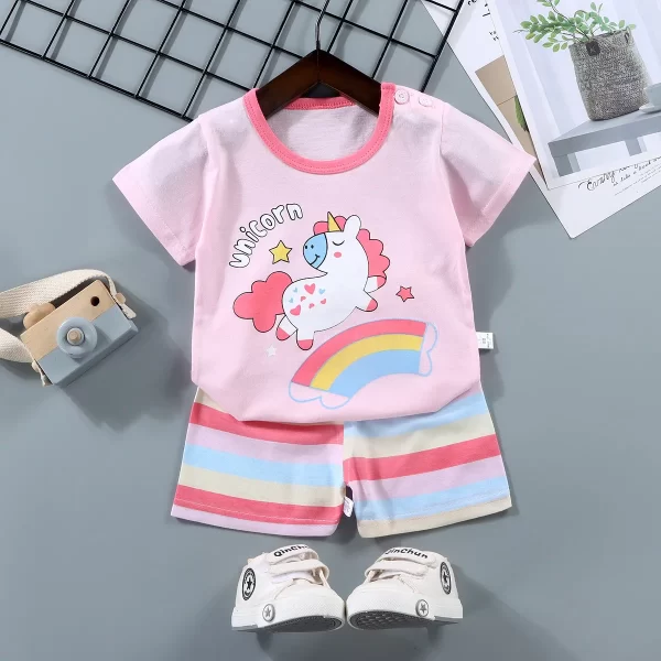 Conjunto T-Shirts e Shorts Rosa Unicórnio - Image 2