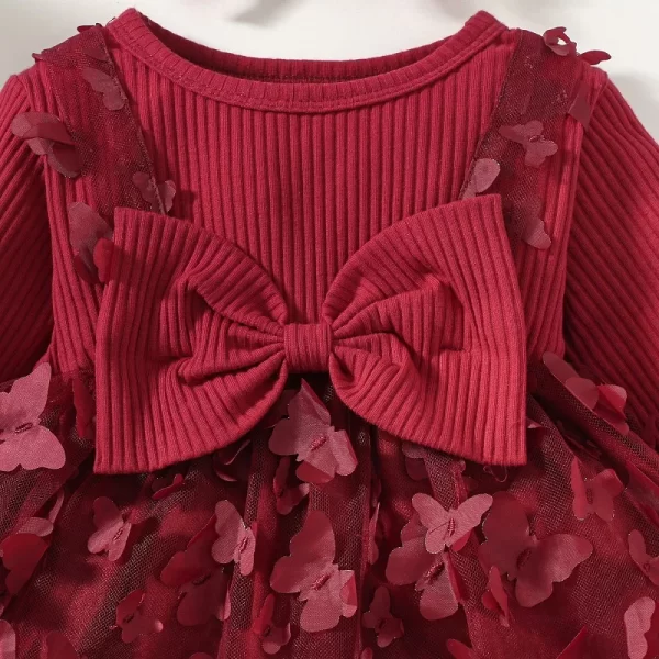 Vestido Princesa Bordô com Tule bordado Borboleta - Image 7