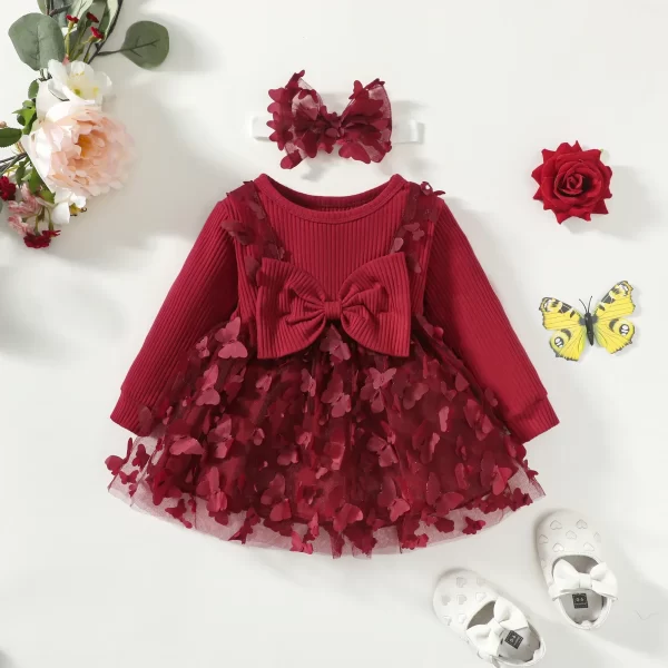 Vestido Princesa Bordô com Tule bordado Borboleta