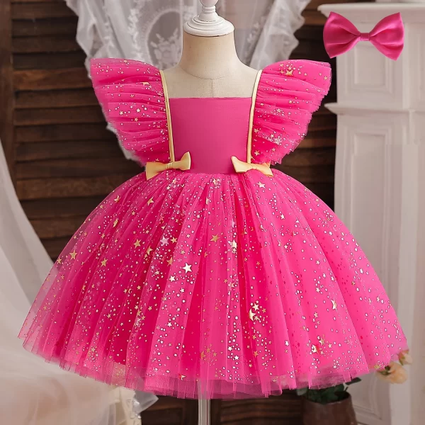 Vestido Bailarina Estrelado com Tule
