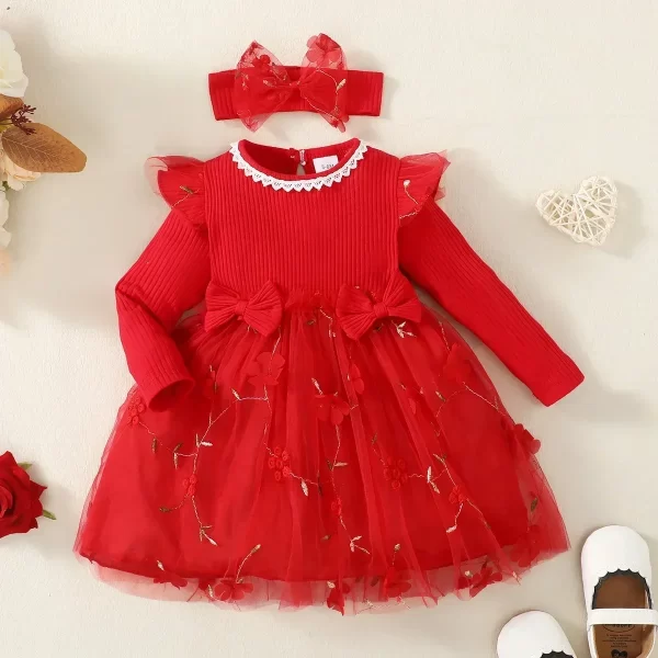 Vestido Vermelho Luxo com Tule e Bordado