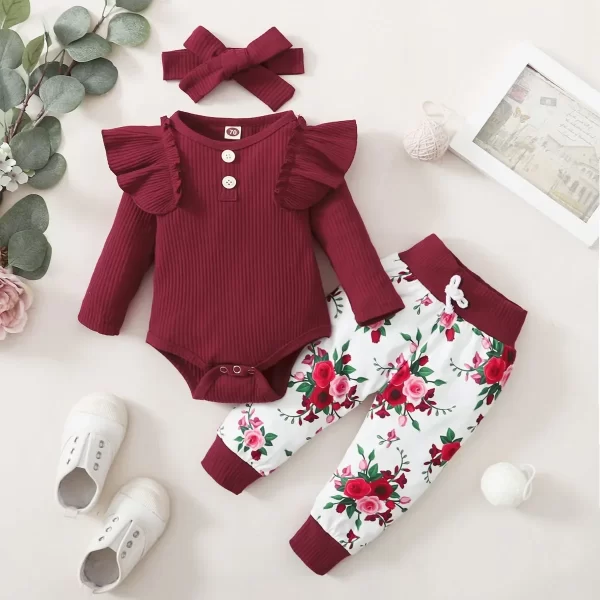 Conjunto 3 Peças Longo Bordô Roseira