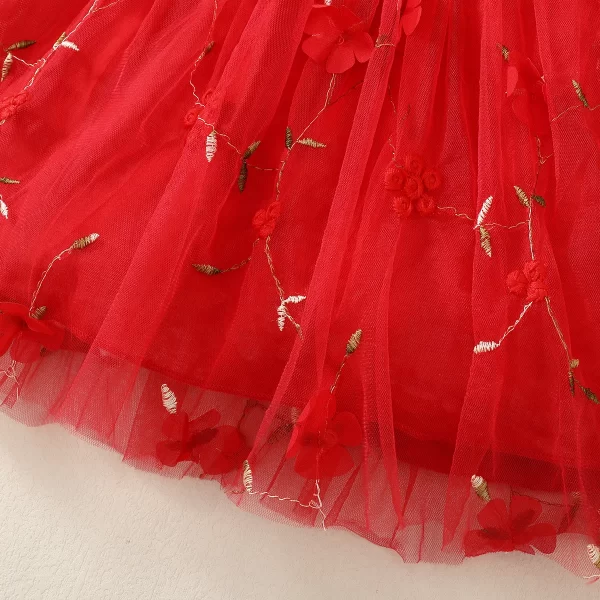Vestido Vermelho Luxo com Tule e Bordado - Image 5