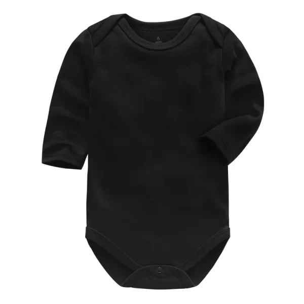 Body Manga Longa Algodão Liso Preto