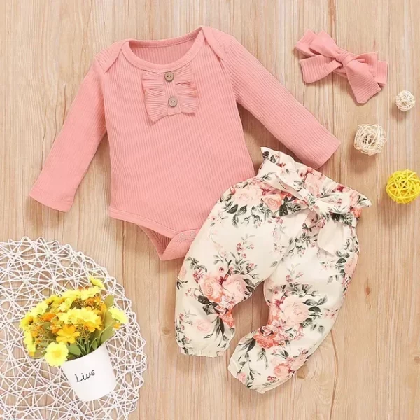 Conjunto 3 Peças Longo Rosa Flora